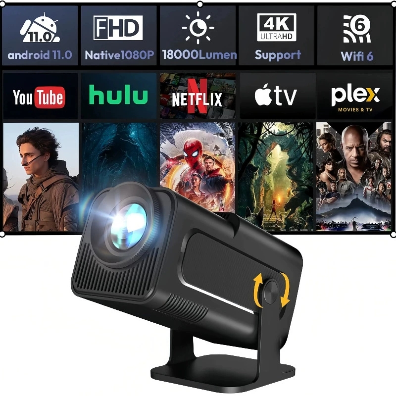 4K Smart Projector Android 11 Wifi 6 - HY320Mini Nieuwe Native 720P Android 11