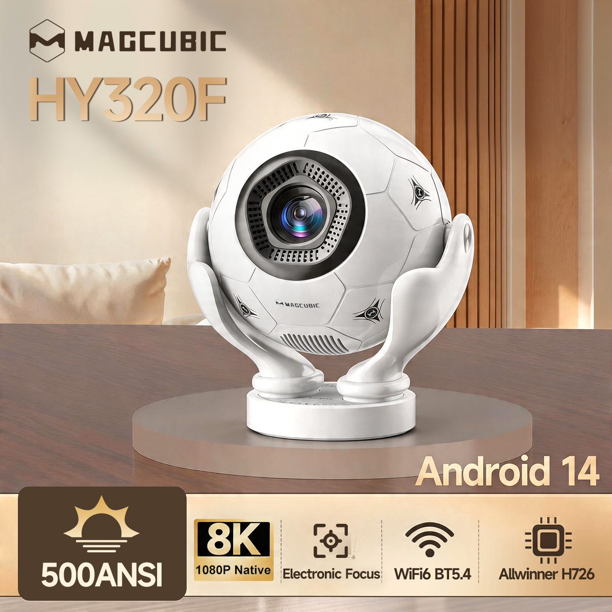 Auto Focus Keystone Correction Projector - Magcubic Spraakgestuurde Projector HY320F 500Ansi Android