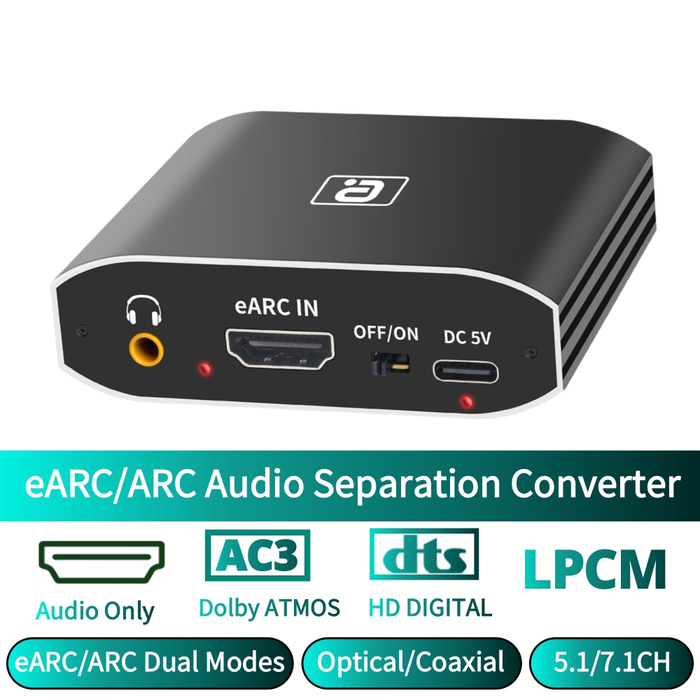 Optical Audio Hdmi Earc Extractor - EARC/ARC Audio Extractor 192Khz DAC-converter DTS