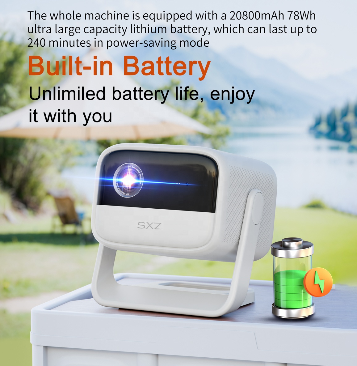 Draagbare slimme Android 11 sy - Mini Portable Projector Rechargeable Battery recensie en prijs