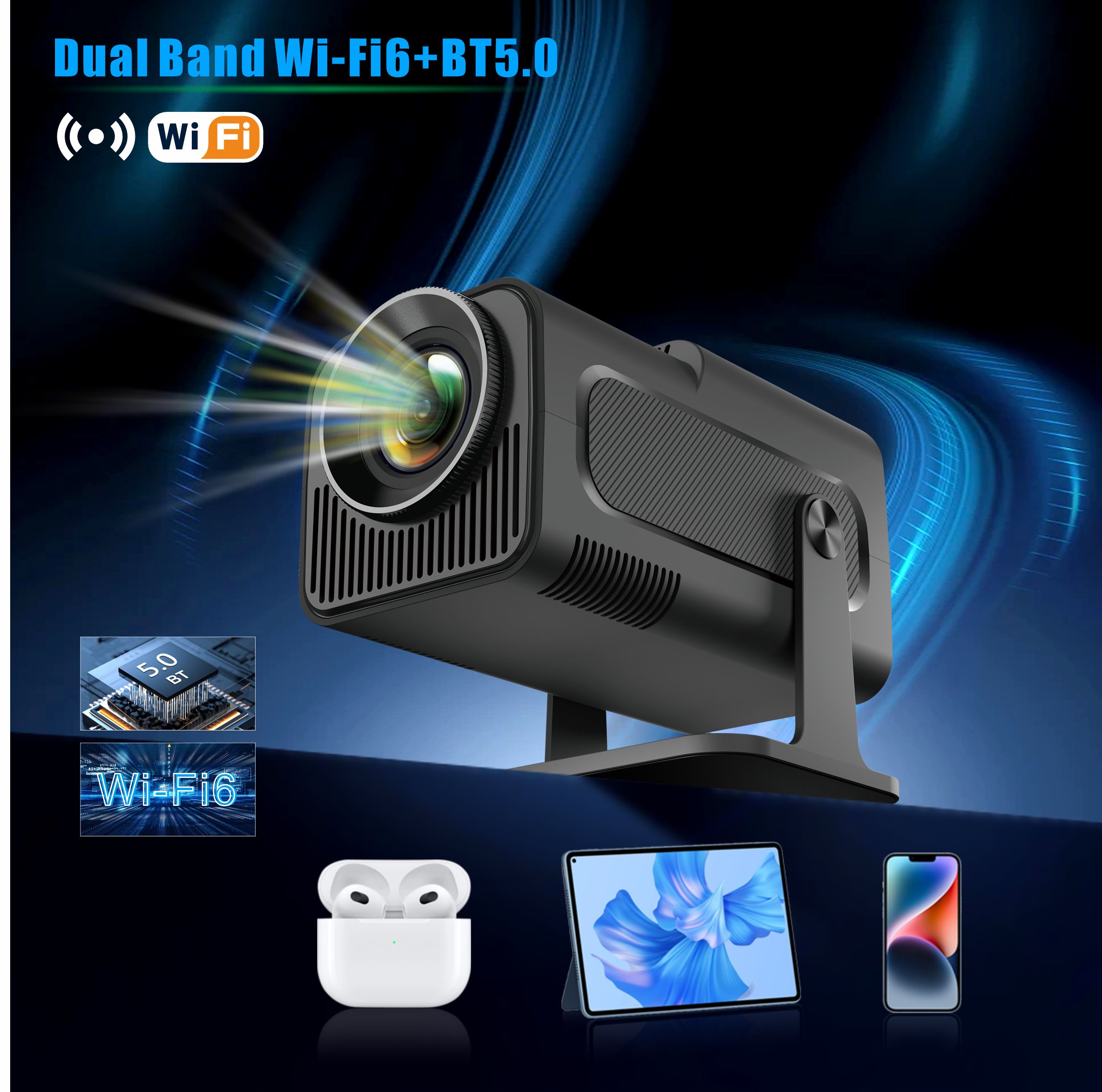 4K Slimme Projector Hy320 Mini - 4K Smart Projector Android 11 Wifi 6 recensie en prijs