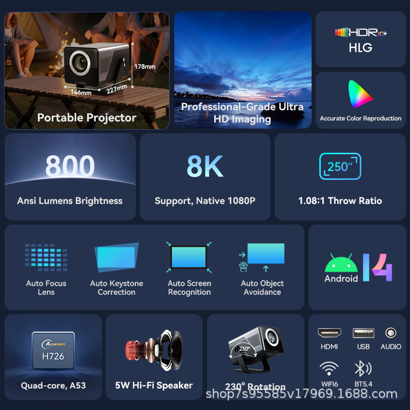 LGOODVIN X7AR Smart Projector  - Auto Focus Keystone Correction Projector recensie en prijs