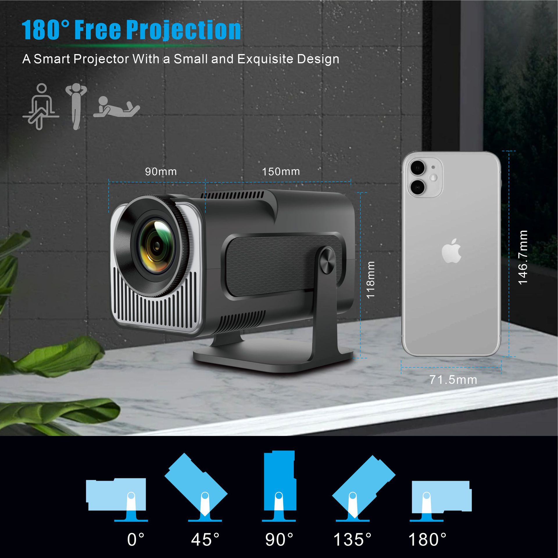 HY320Mini Nieuwe Native 720P A - 4K Smart Projector Android 11 Wifi 6 recensie en prijs