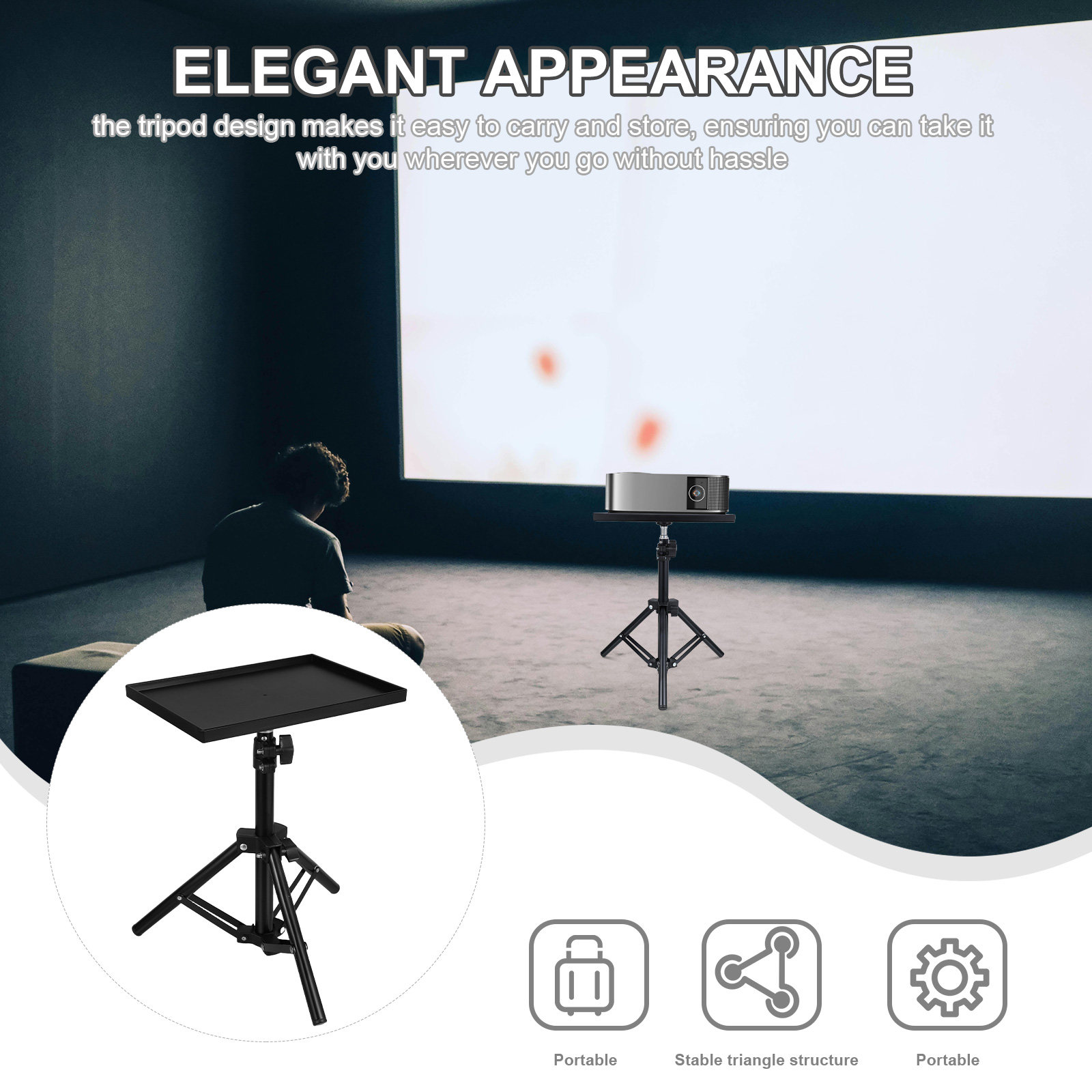 Projectorstandaard, laptopstat - Projector Floor Stand Tripod Adjustable recensie en prijs